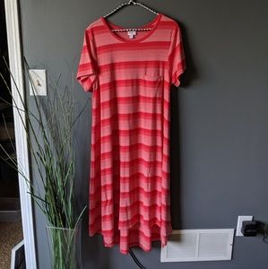 LuLaRoe Red Stripe Carly Hi-Lo Dress